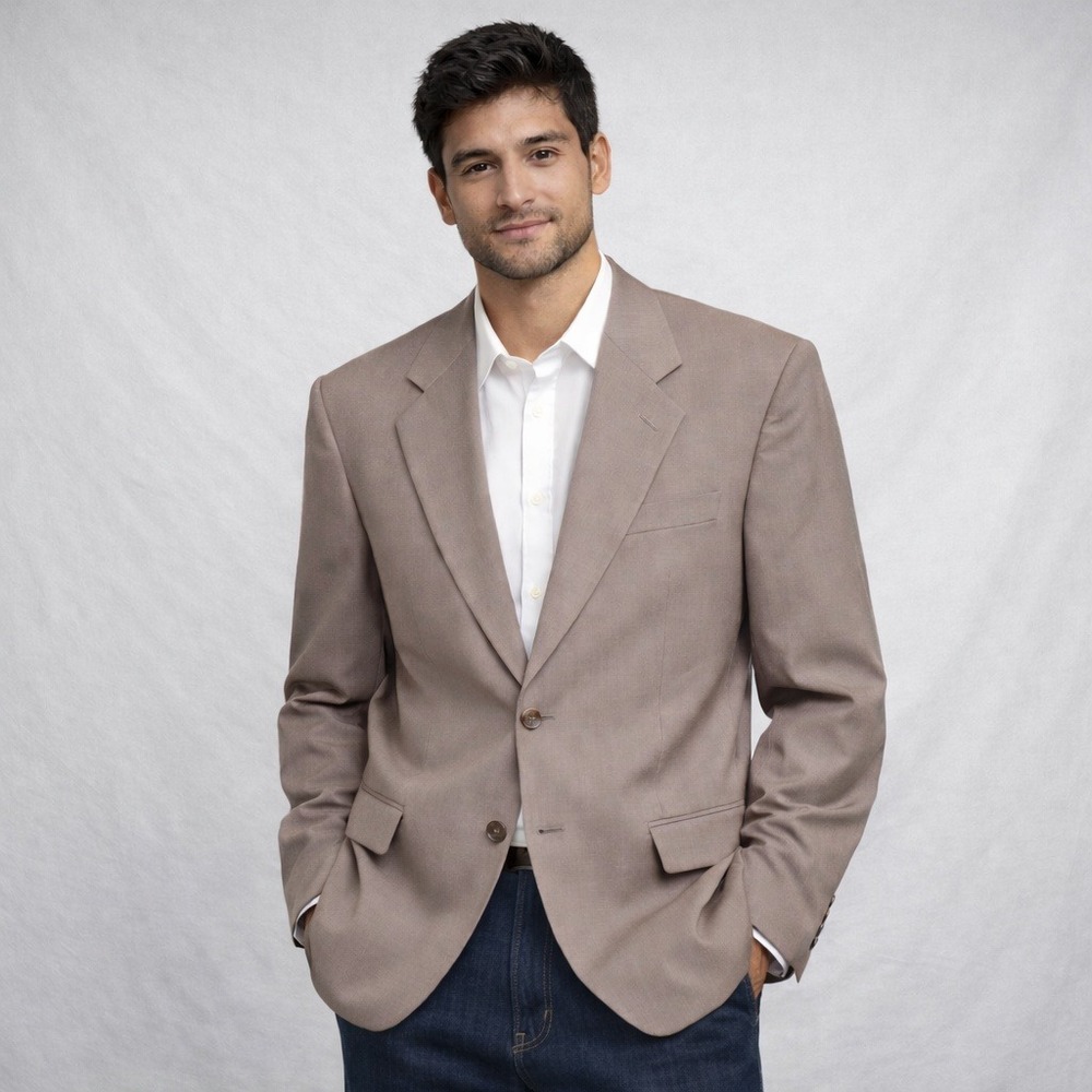 Vito Rufolo Wool Suit Jacket 40R Taupe Brown Italian Tailored Classic‎